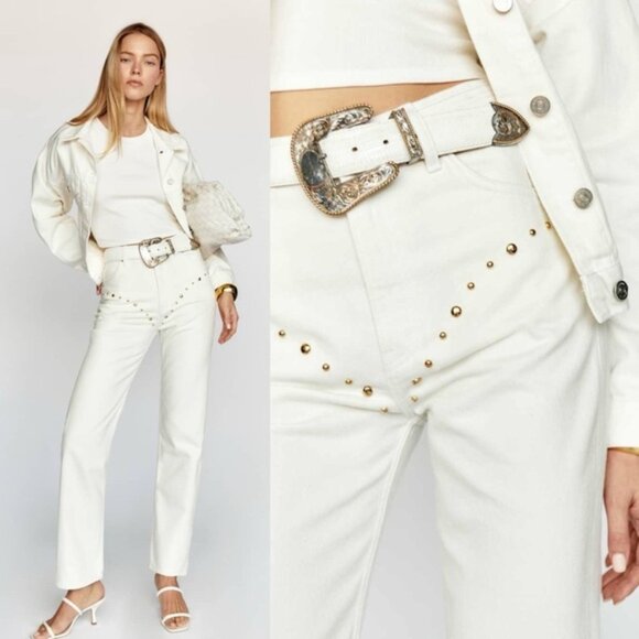 Reformation Denim - REFORMATION Cowboy Studded Straight Jeans 24